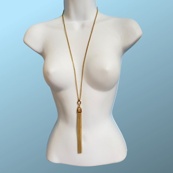 Gold Tone Dangle Chains Long Necklace - Picture 5 of 7